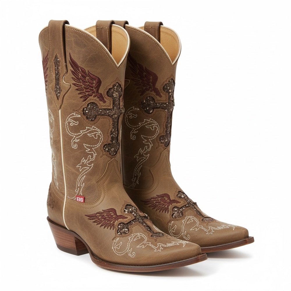Johnny Bull Women's Tan Embroidered Western Ankle Boots